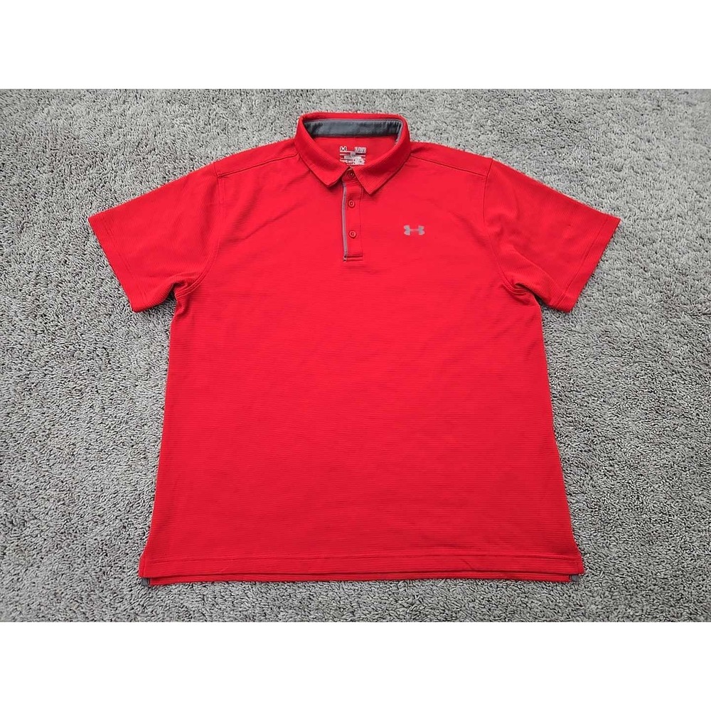 Under Armour Men's XL Red HeatGear Performance Polo Shirt Short Sleeve Golf